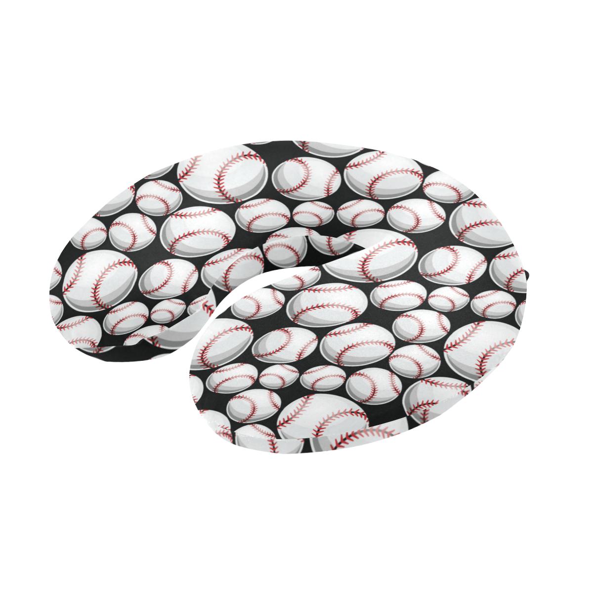 Baseball Black Background U-Shaped Travel Neck Pillow-JTAMIGO.COM