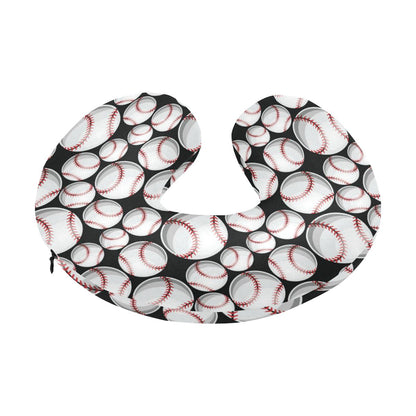 Baseball Black Background U-Shaped Travel Neck Pillow-JTAMIGO.COM