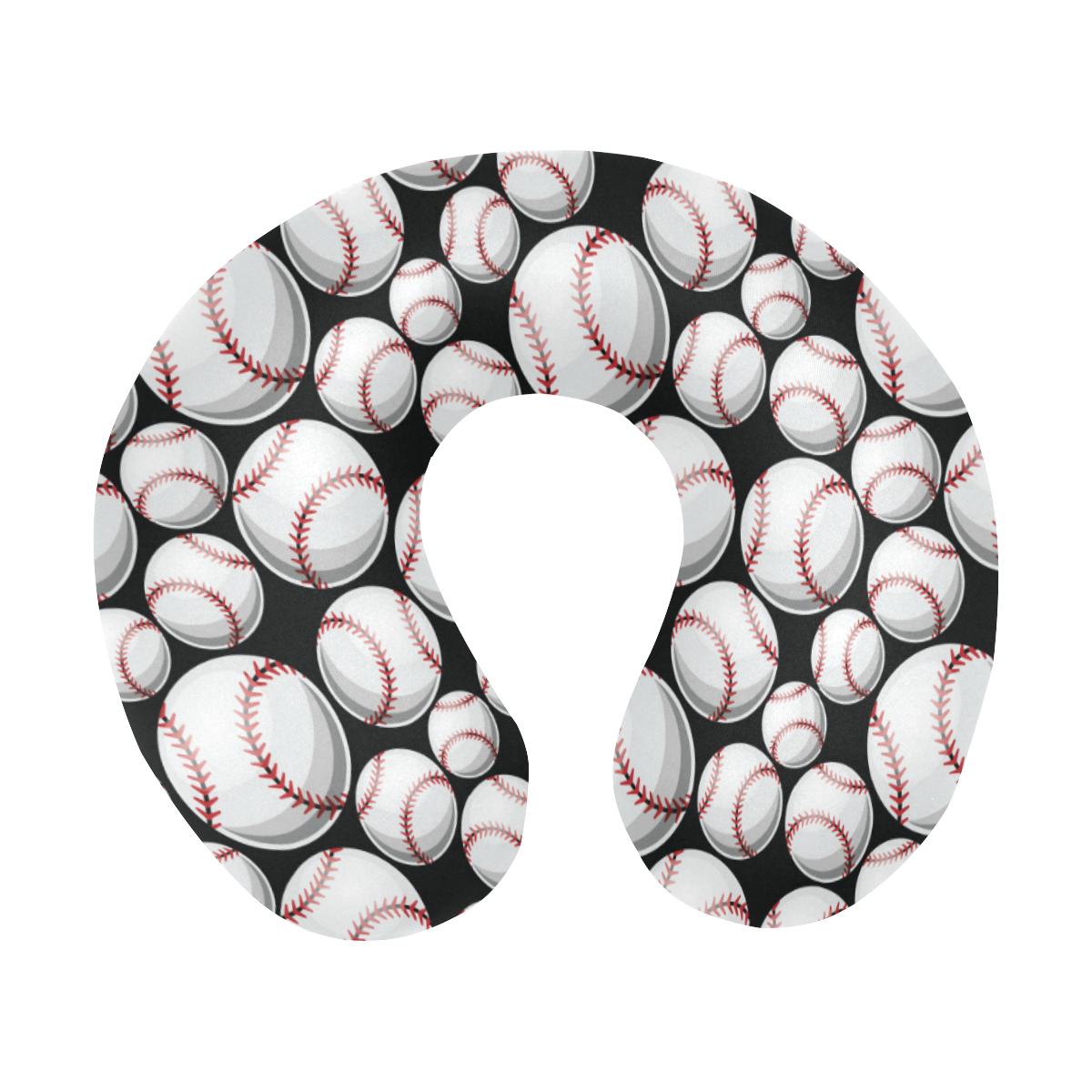 Baseball Black Background U-Shaped Travel Neck Pillow-JTAMIGO.COM