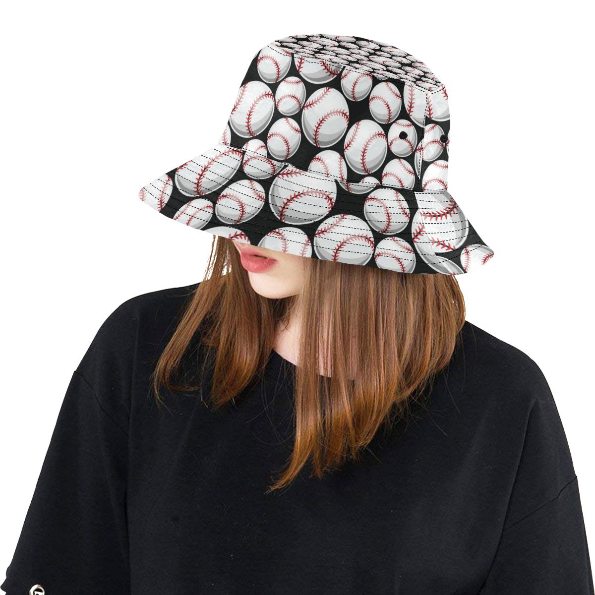 Baseball Black Background Unisex Bucket Hat