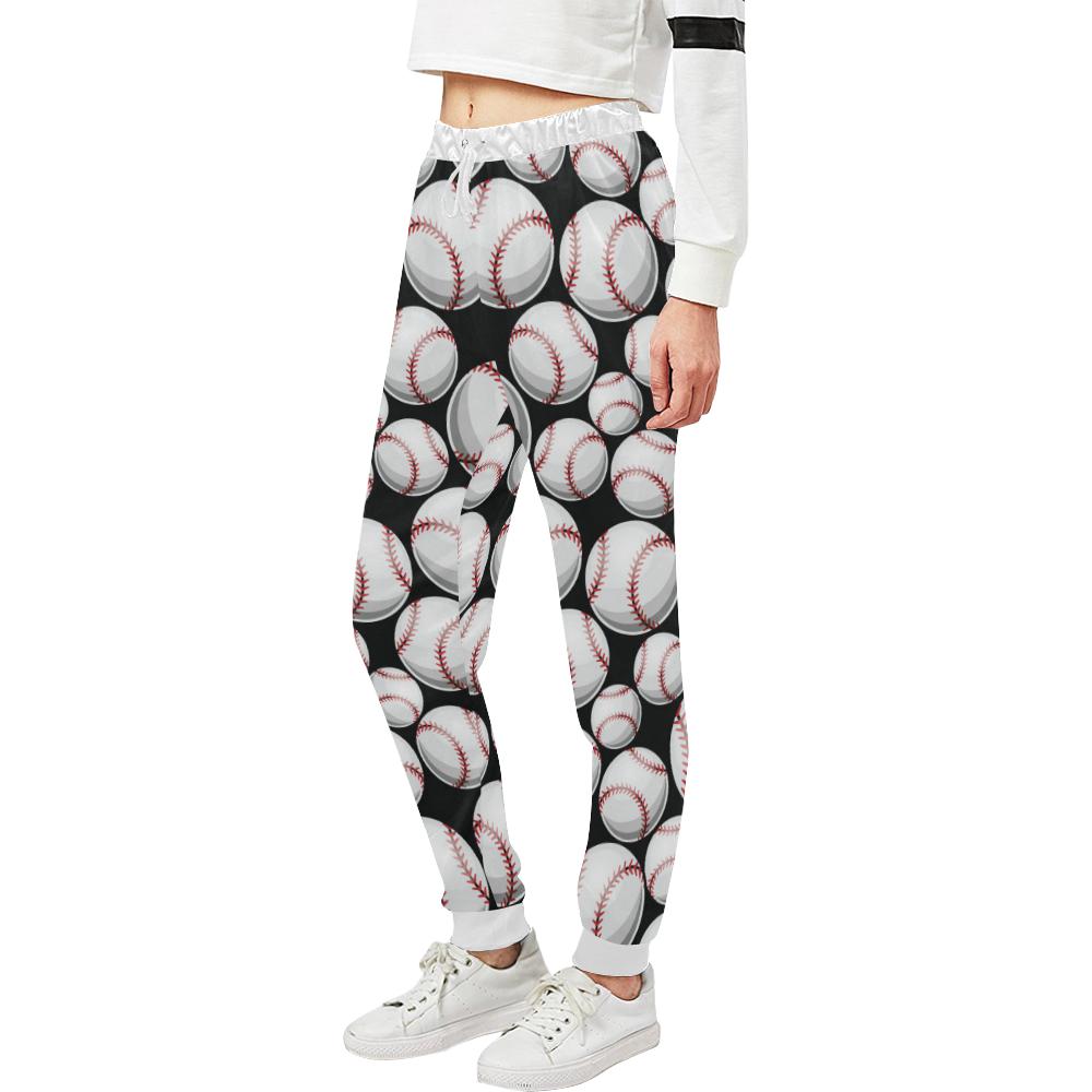Baseball Black Background Unisex Casual Sweatpants (Model L11)-JTAMIGO.COM