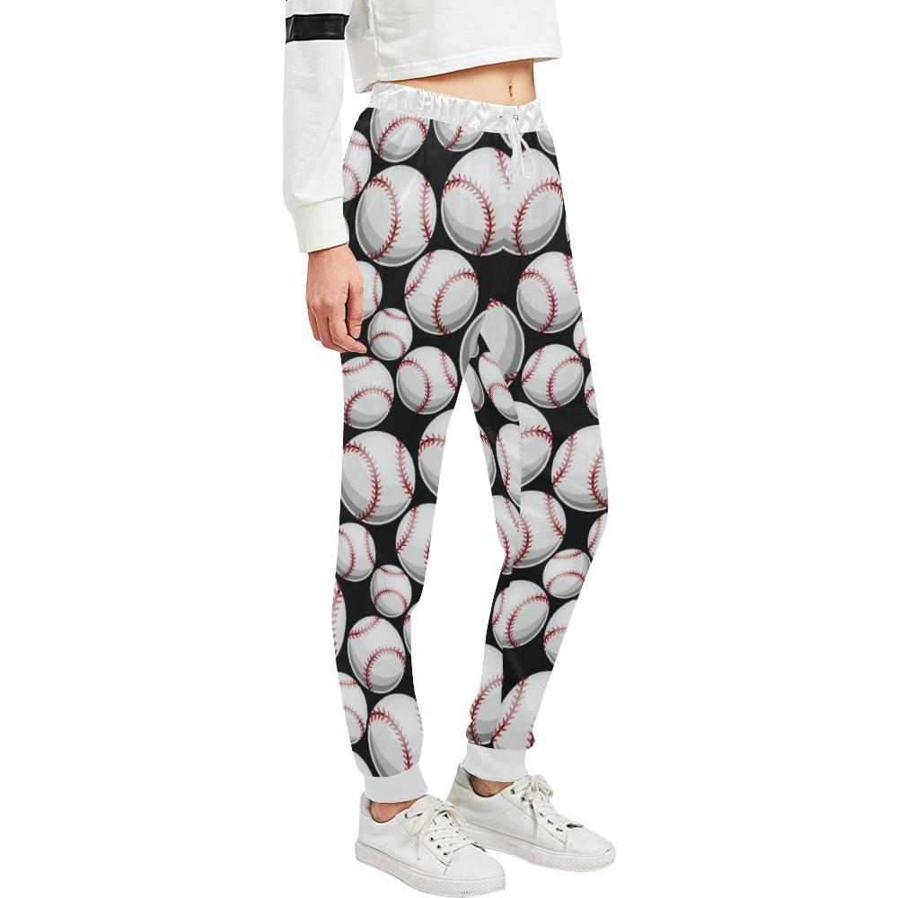 Baseball Black Background Unisex Casual Sweatpants (Model L11)-JTAMIGO.COM