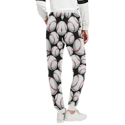 Baseball Black Background Unisex Casual Sweatpants (Model L11)-JTAMIGO.COM