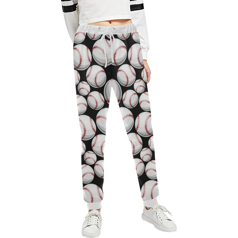 Baseball Black Background Unisex Casual Sweatpants (Model L11)-JTAMIGO.COM
