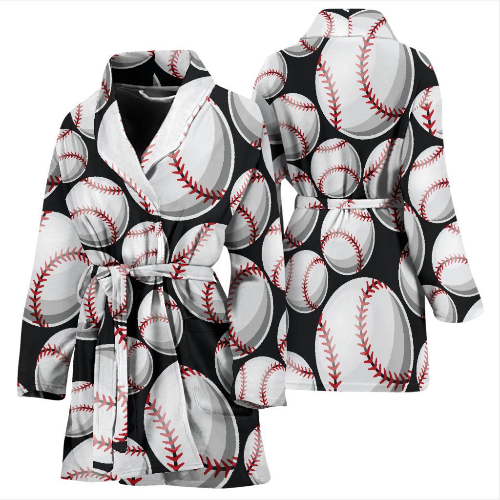 Baseball Black Background Women Bath Robe-JTAMIGO.COM
