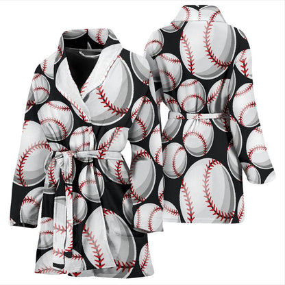 Baseball Black Background Women Bath Robe-JTAMIGO.COM