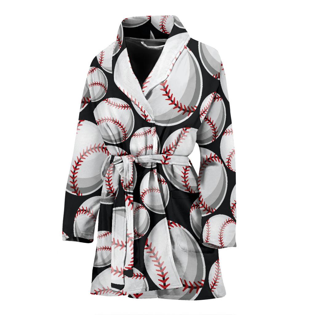 Baseball Black Background Women Bath Robe-JTAMIGO.COM