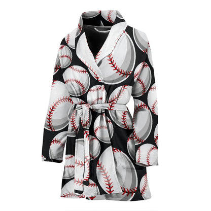 Baseball Black Background Women Bath Robe-JTAMIGO.COM