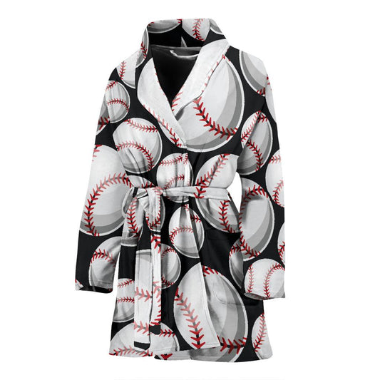 Baseball Black Background Women Bath Robe-JTAMIGO.COM