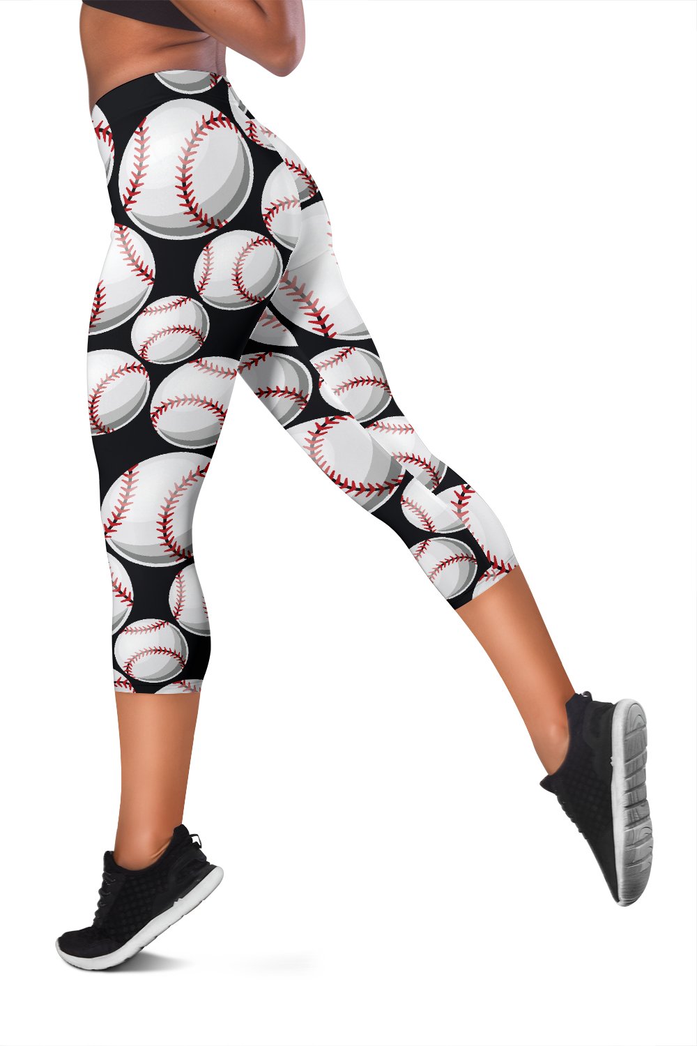 Baseball Black Background Women Capris