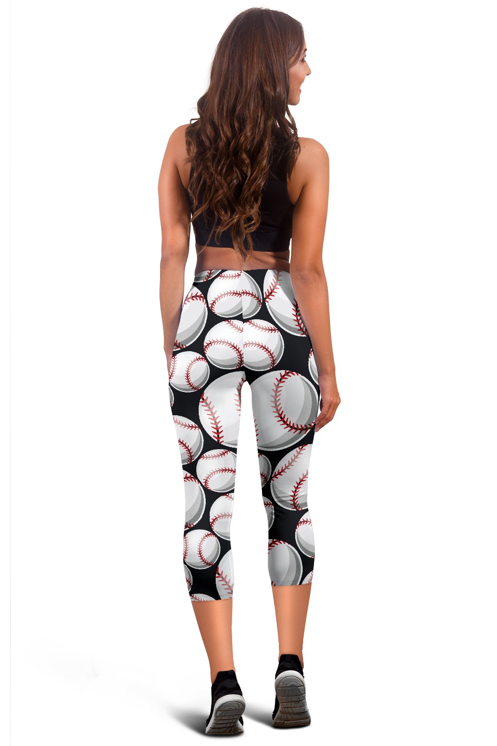 Baseball Black Background Women Capris