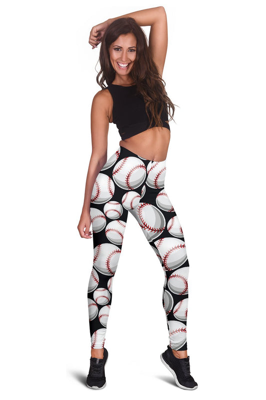 Baseball Black Background Women Leggings