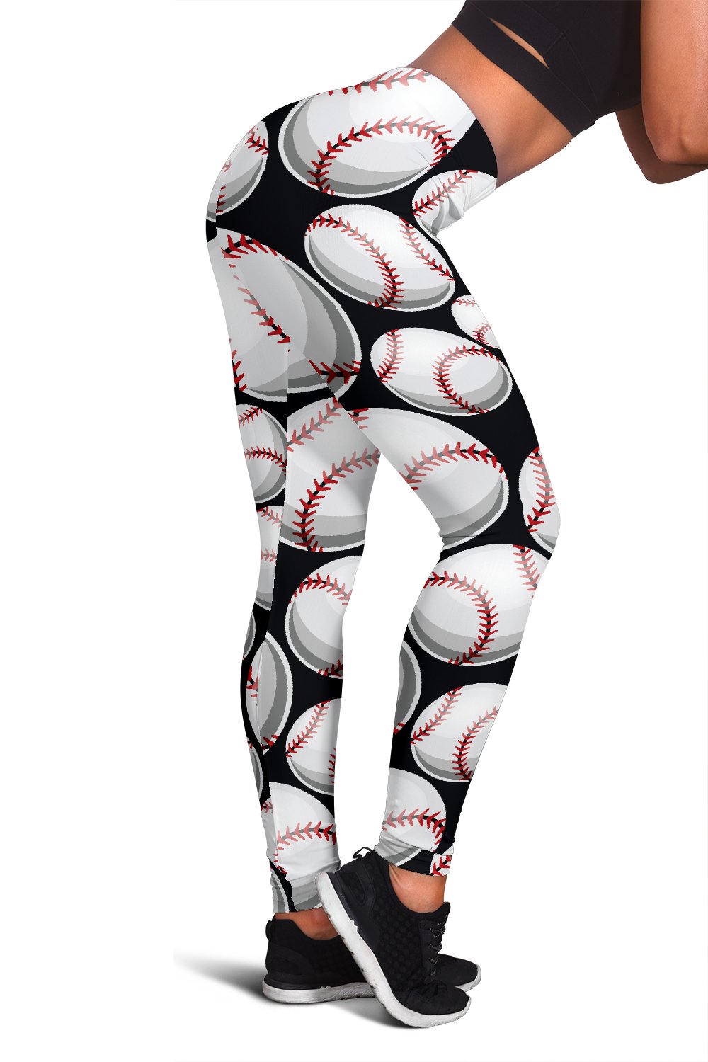Baseball Black Background Women Leggings