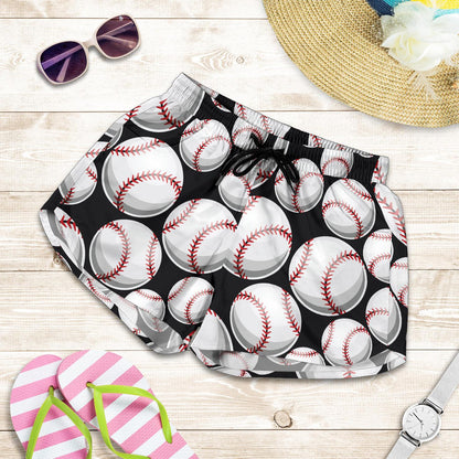 Baseball Black Background Women Shorts-JTAMIGO.COM