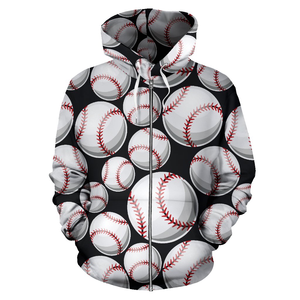Baseball Black Background Zip Up Hoodie