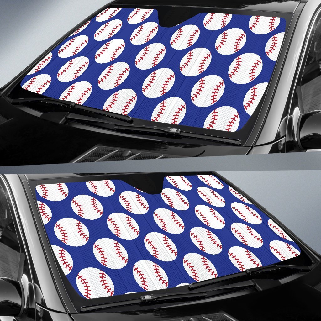 Baseball Blue Background Car Sun Shade For Windshield