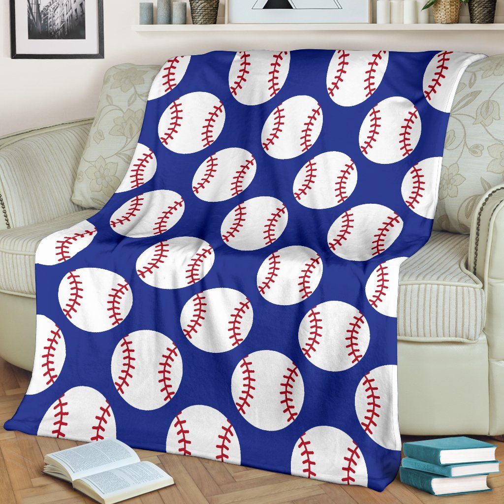Baseball Blue Background Fleece Blanket
