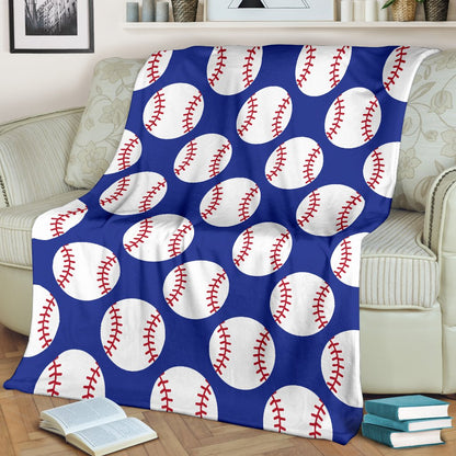 Baseball Blue Background Fleece Blanket