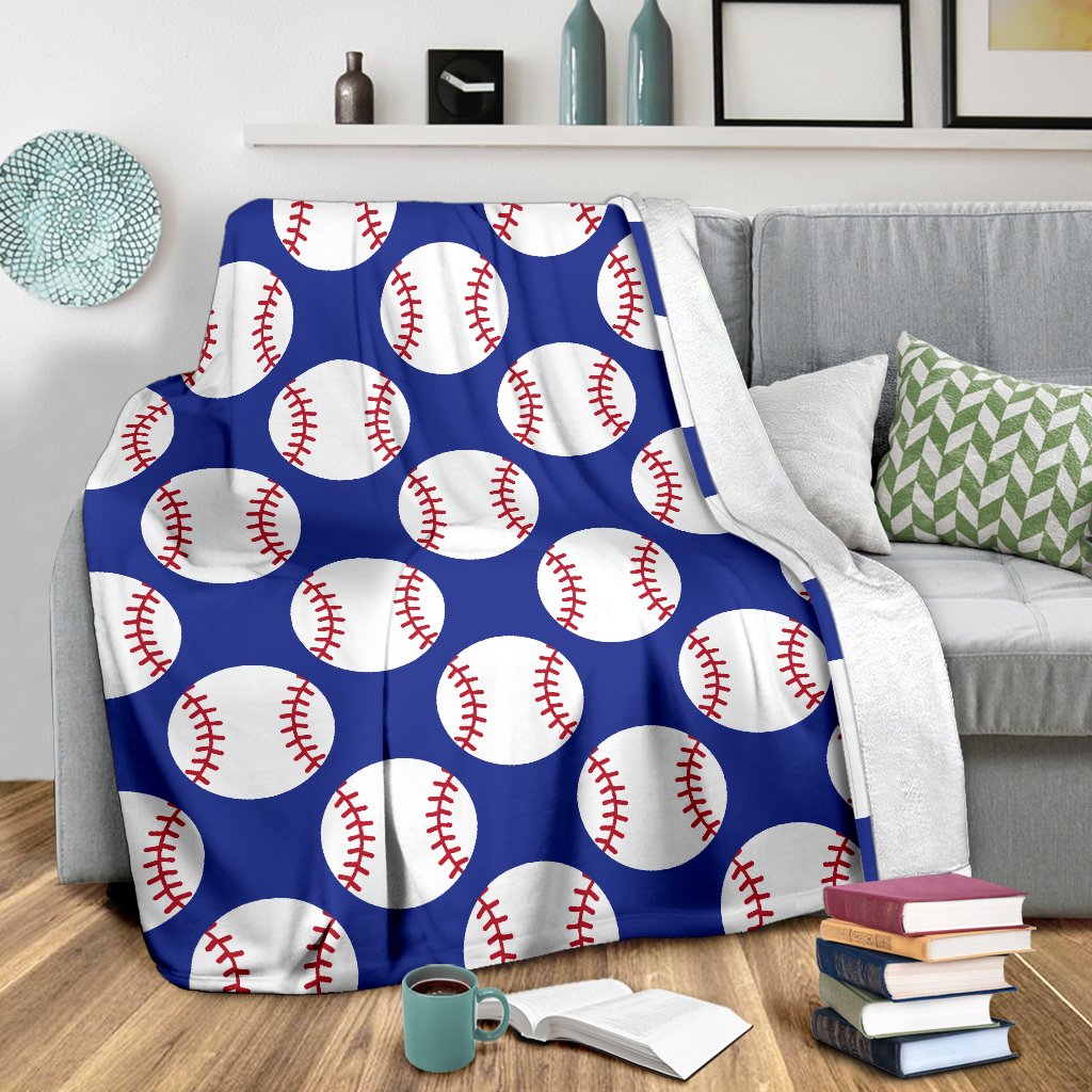 Baseball Blue Background Fleece Blanket