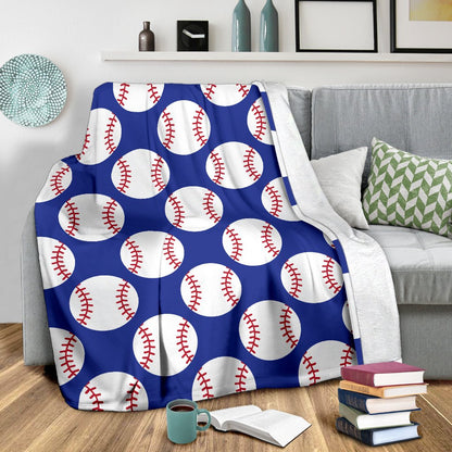 Baseball Blue Background Fleece Blanket