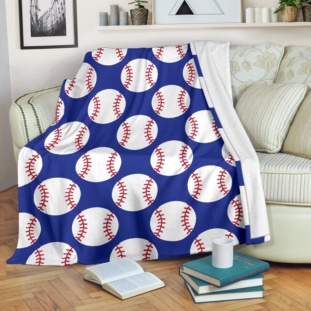 Baseball Blue Background Fleece Blanket