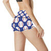 Baseball Blue Background High Waisted Spandex Shorts-JTAMIGO.COM