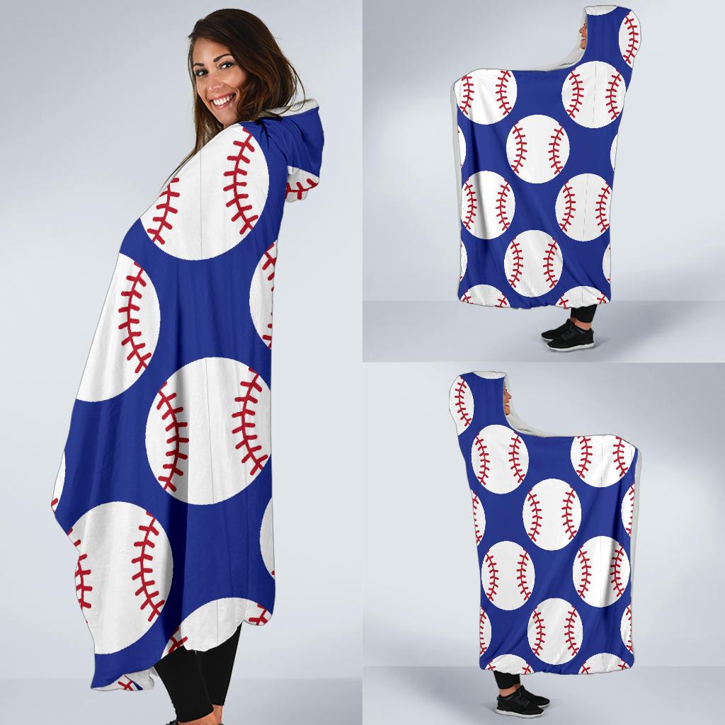 Baseball Blue Background Hooded Blanket-JTAMIGO.COM