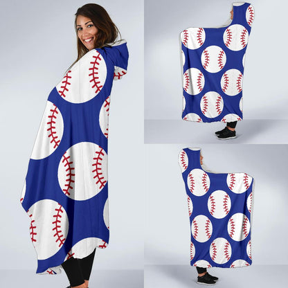 Baseball Blue Background Hooded Blanket-JTAMIGO.COM