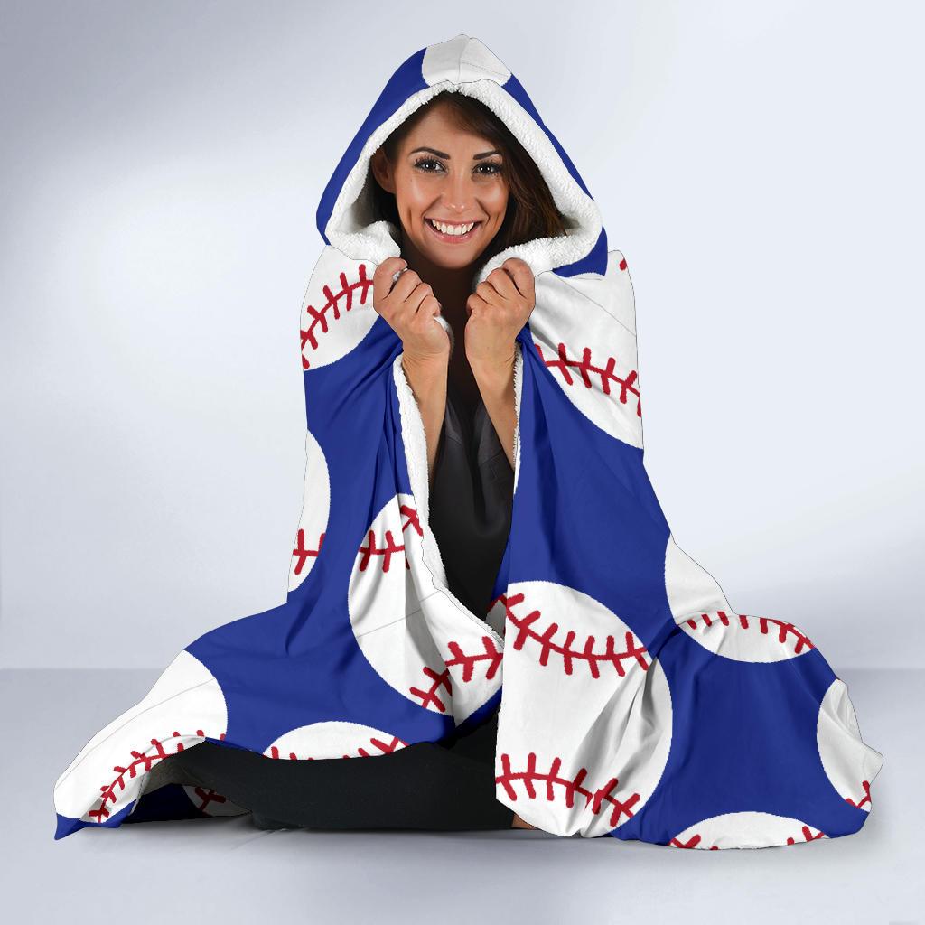 Baseball Blue Background Hooded Blanket-JTAMIGO.COM