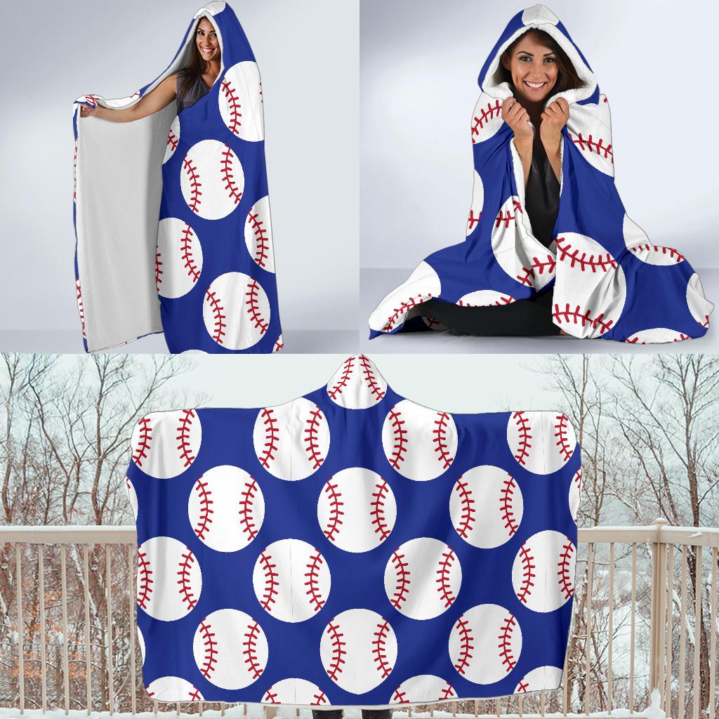 Baseball Blue Background Hooded Blanket-JTAMIGO.COM