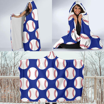 Baseball Blue Background Hooded Blanket-JTAMIGO.COM