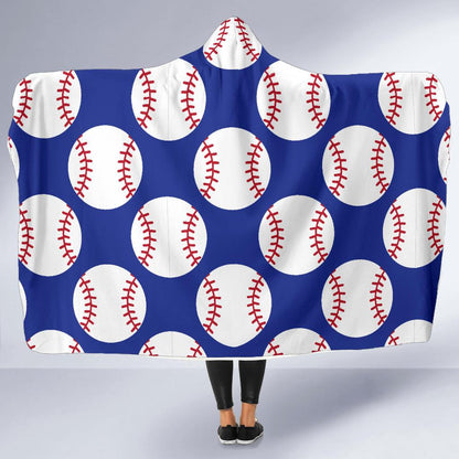 Baseball Blue Background Hooded Blanket-JTAMIGO.COM
