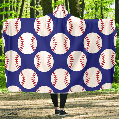 Baseball Blue Background Hooded Blanket-JTAMIGO.COM