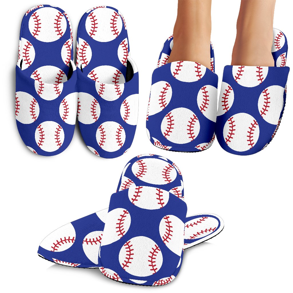 Baseball Blue Background House Slippers