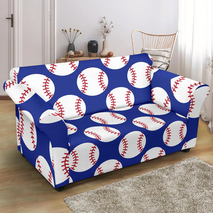 Baseball Blue Background Loveseat Slipcover-JTAMIGO.COM