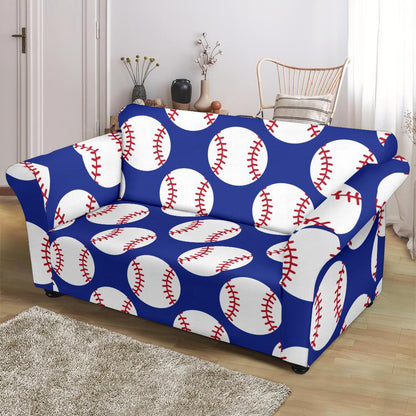 Baseball Blue Background Loveseat Slipcover-JTAMIGO.COM