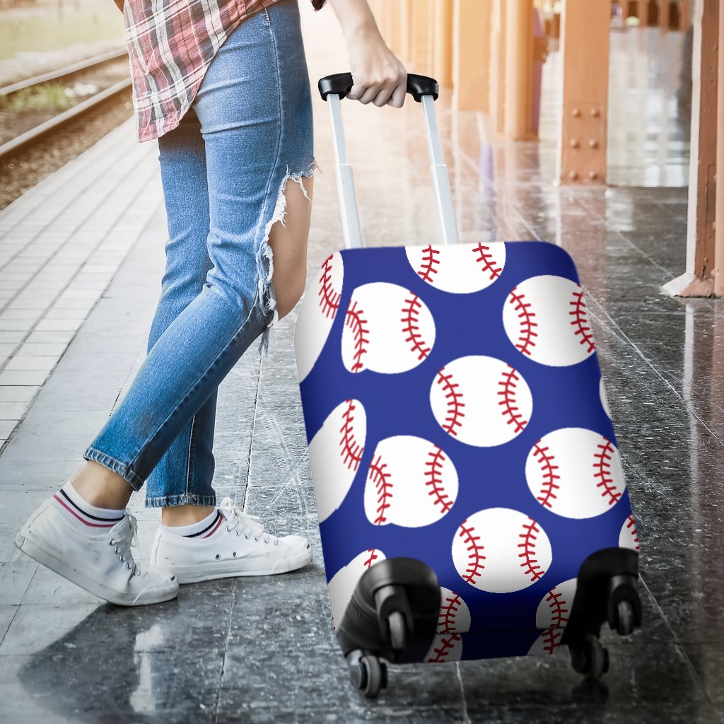 Baseball Blue Background Luggage Cover Protector