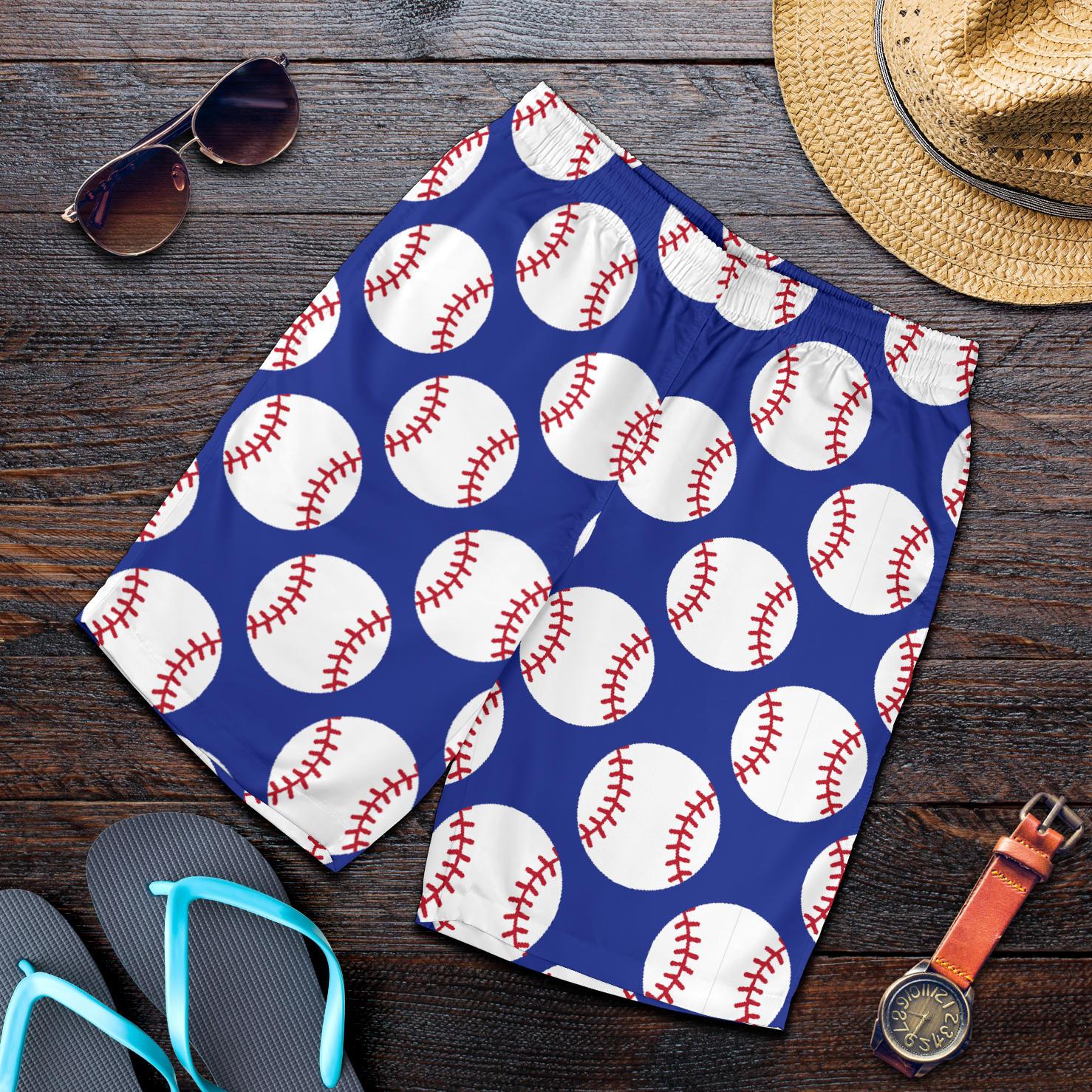 Baseball Blue Background Mens Shorts-JTAMIGO.COM