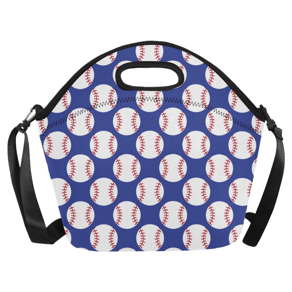 Baseball Blue Background Neoprene Lunch Bag (Model 1669)(Large)-JTAMIGO.COM
