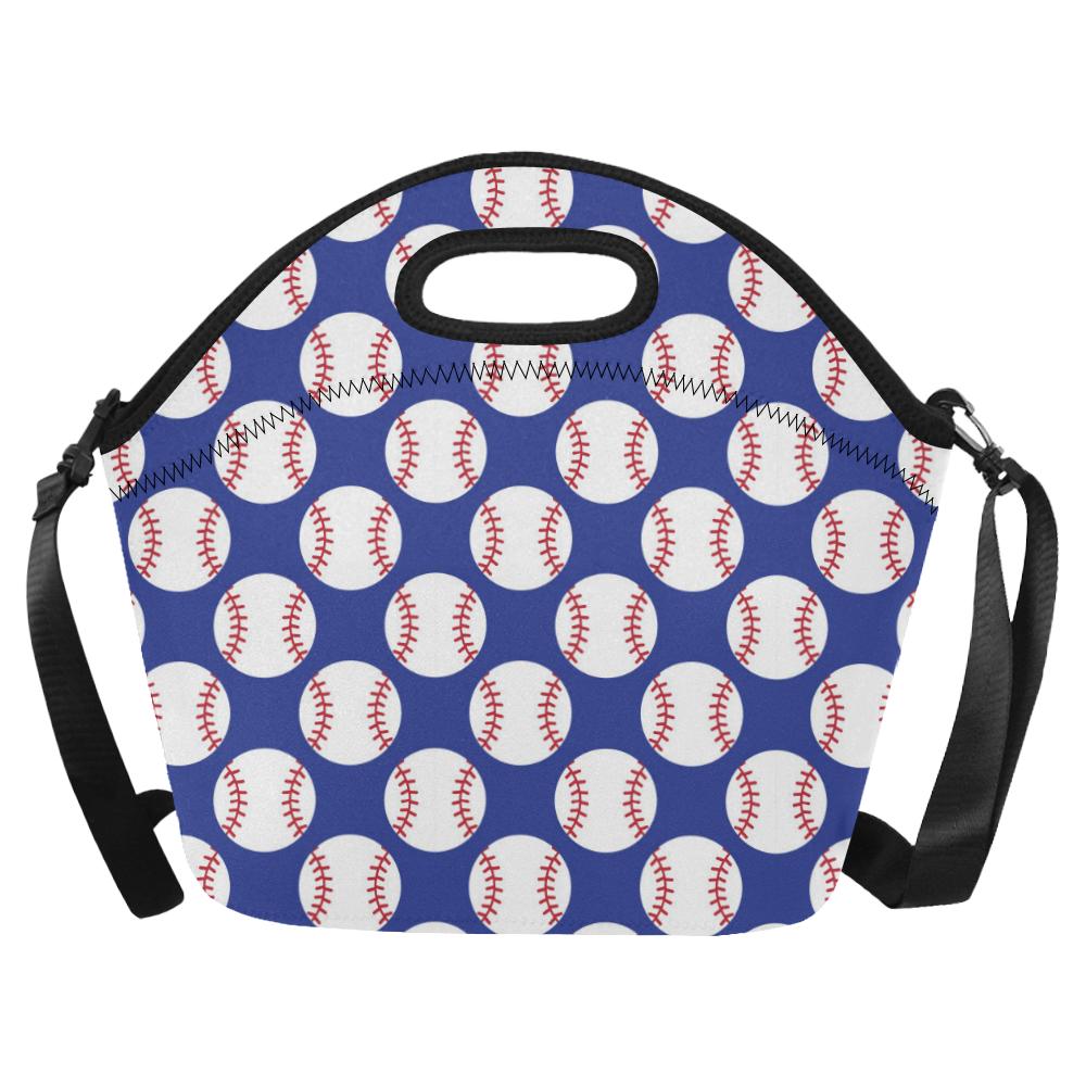 Baseball Blue Background Neoprene Lunch Bag (Model 1669)(Large)-JTAMIGO.COM