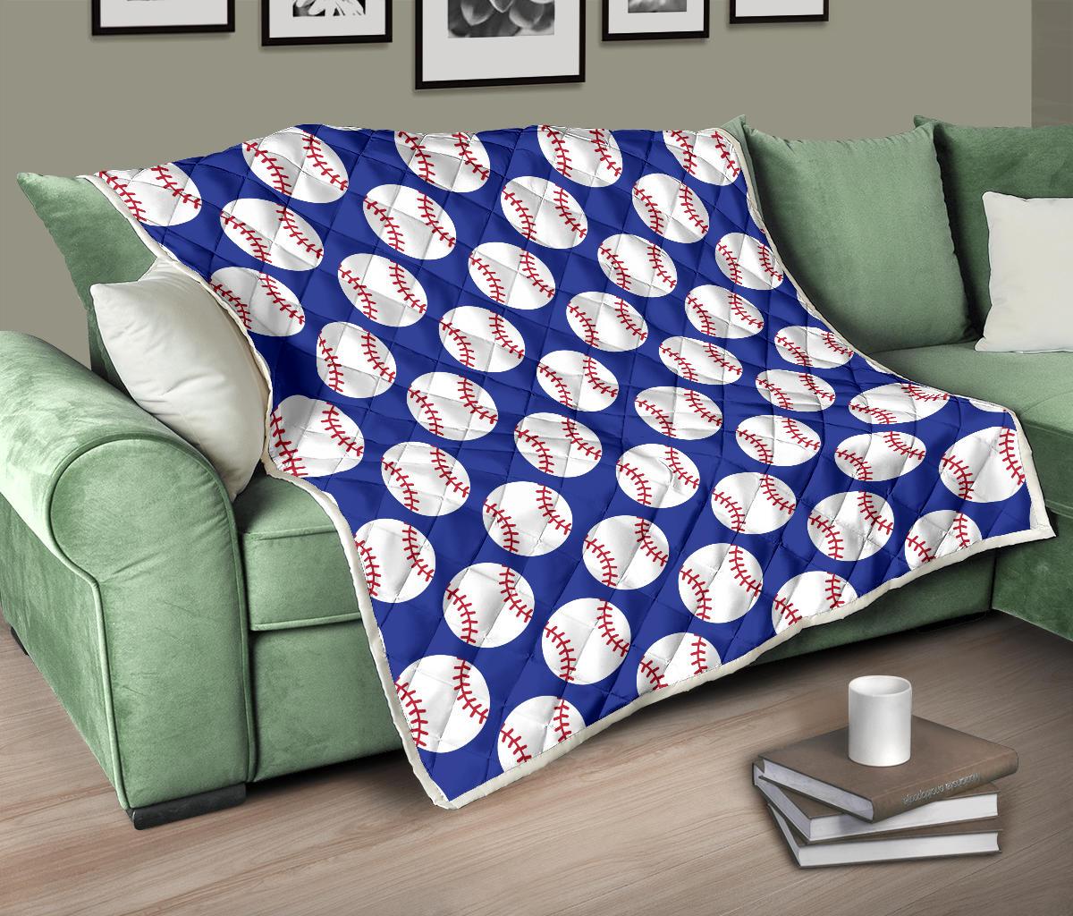 Baseball Blue Background Premium Quilt-JTAMIGO.COM