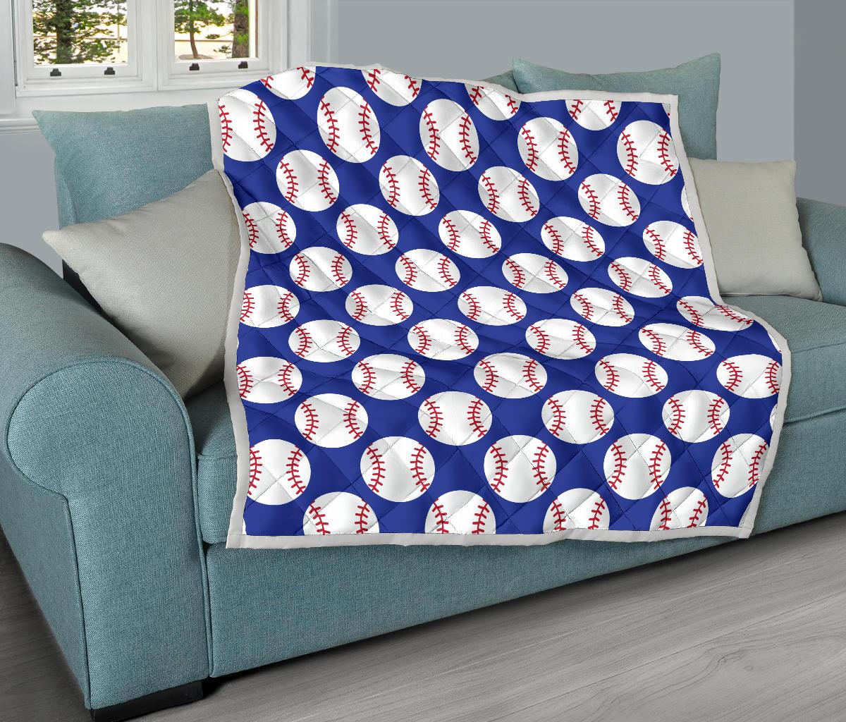 Baseball Blue Background Premium Quilt-JTAMIGO.COM