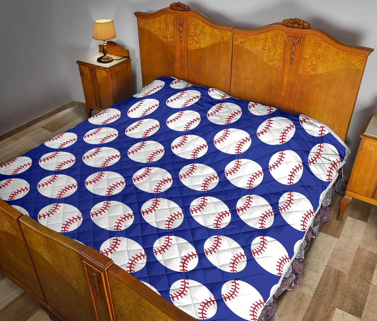 Baseball Blue Background Premium Quilt-JTAMIGO.COM