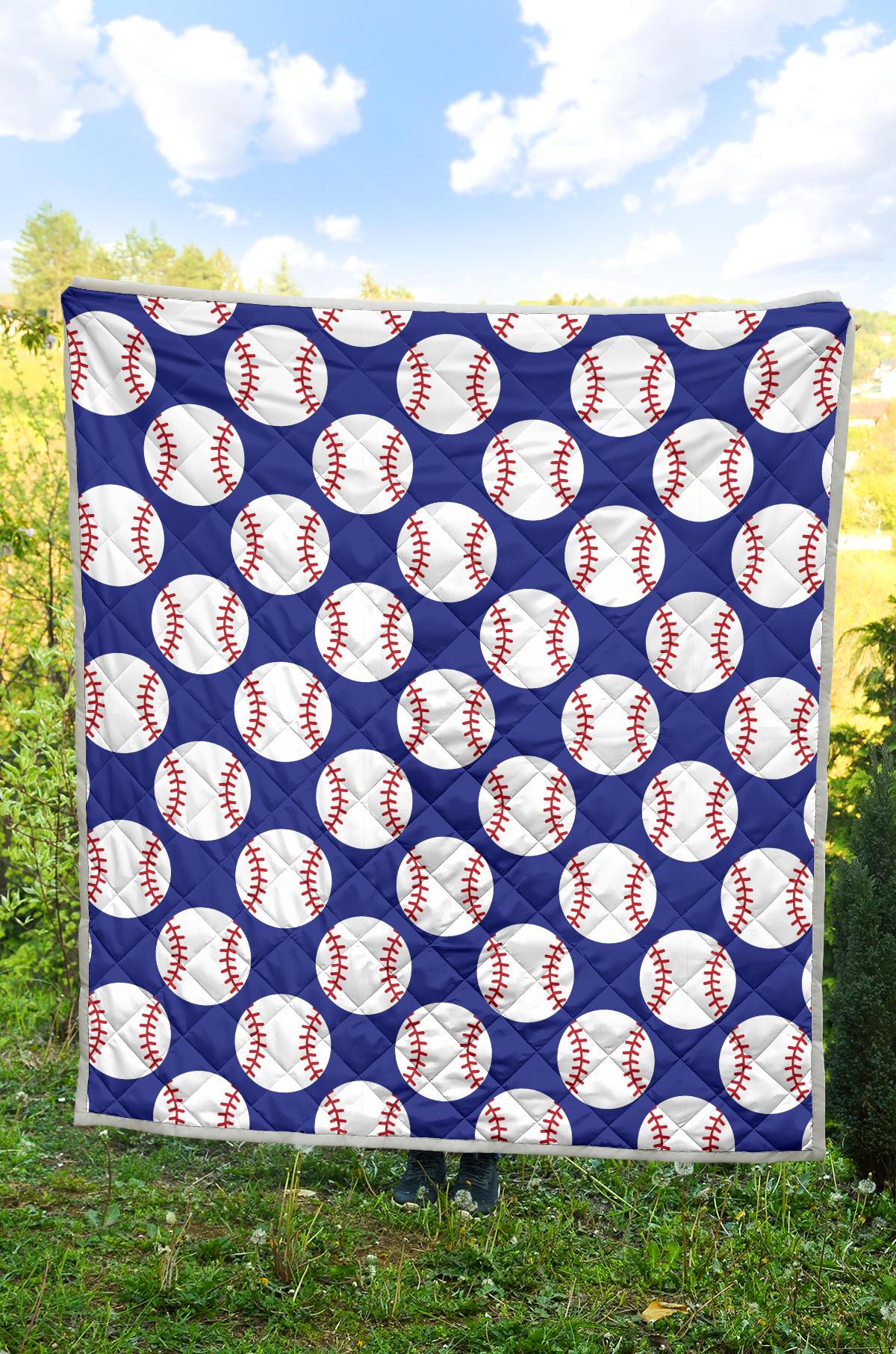Baseball Blue Background Premium Quilt-JTAMIGO.COM