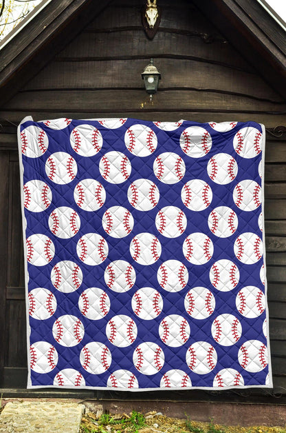 Baseball Blue Background Premium Quilt-JTAMIGO.COM