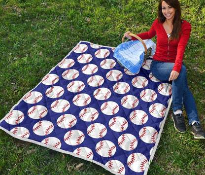Baseball Blue Background Premium Quilt-JTAMIGO.COM