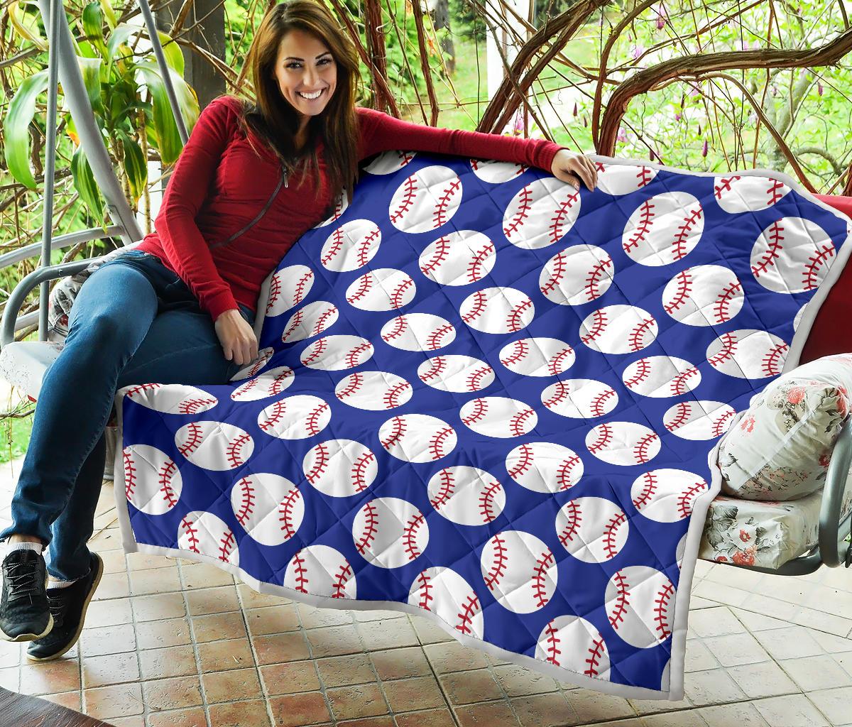 Baseball Blue Background Premium Quilt-JTAMIGO.COM