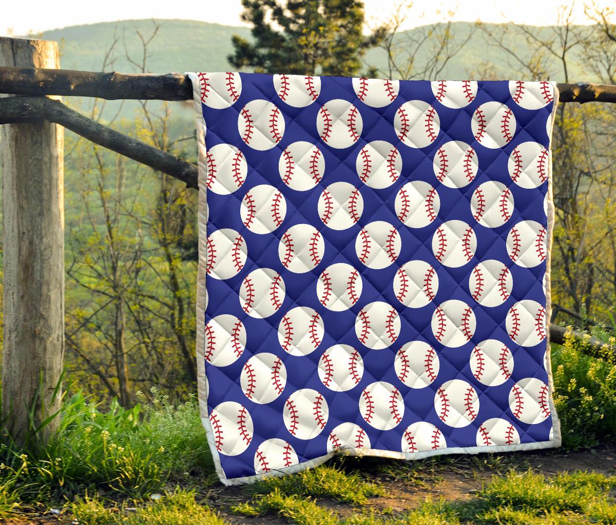 Baseball Blue Background Premium Quilt-JTAMIGO.COM