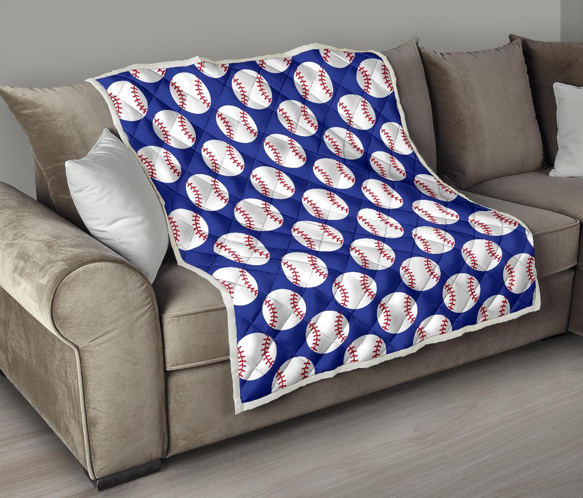 Baseball Blue Background Premium Quilt-JTAMIGO.COM