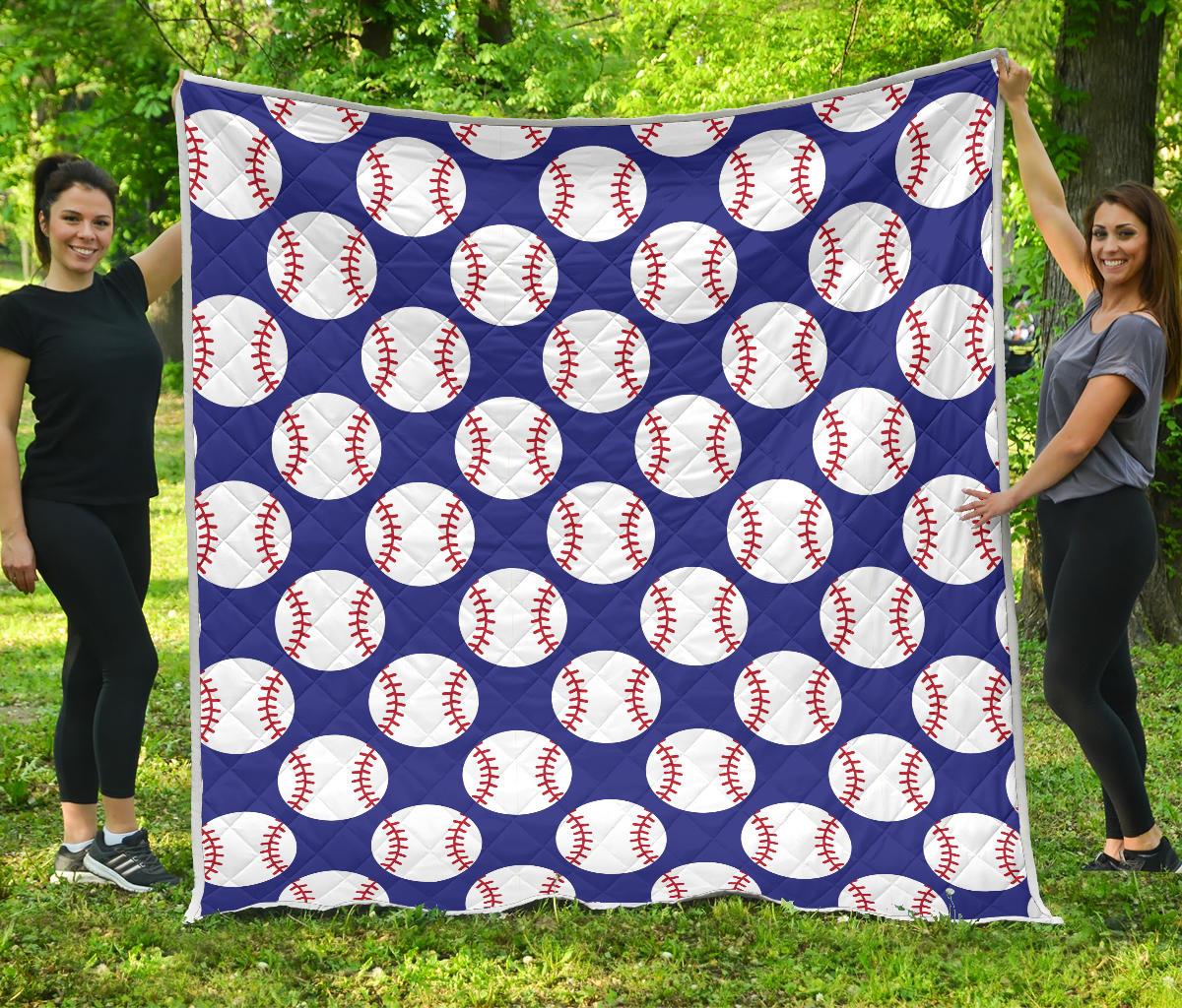 Baseball Blue Background Premium Quilt-JTAMIGO.COM